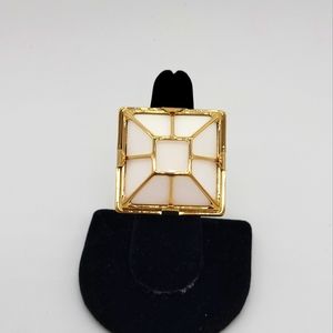 Vita Fede White Reisen on Gold-Tone Rings NEW